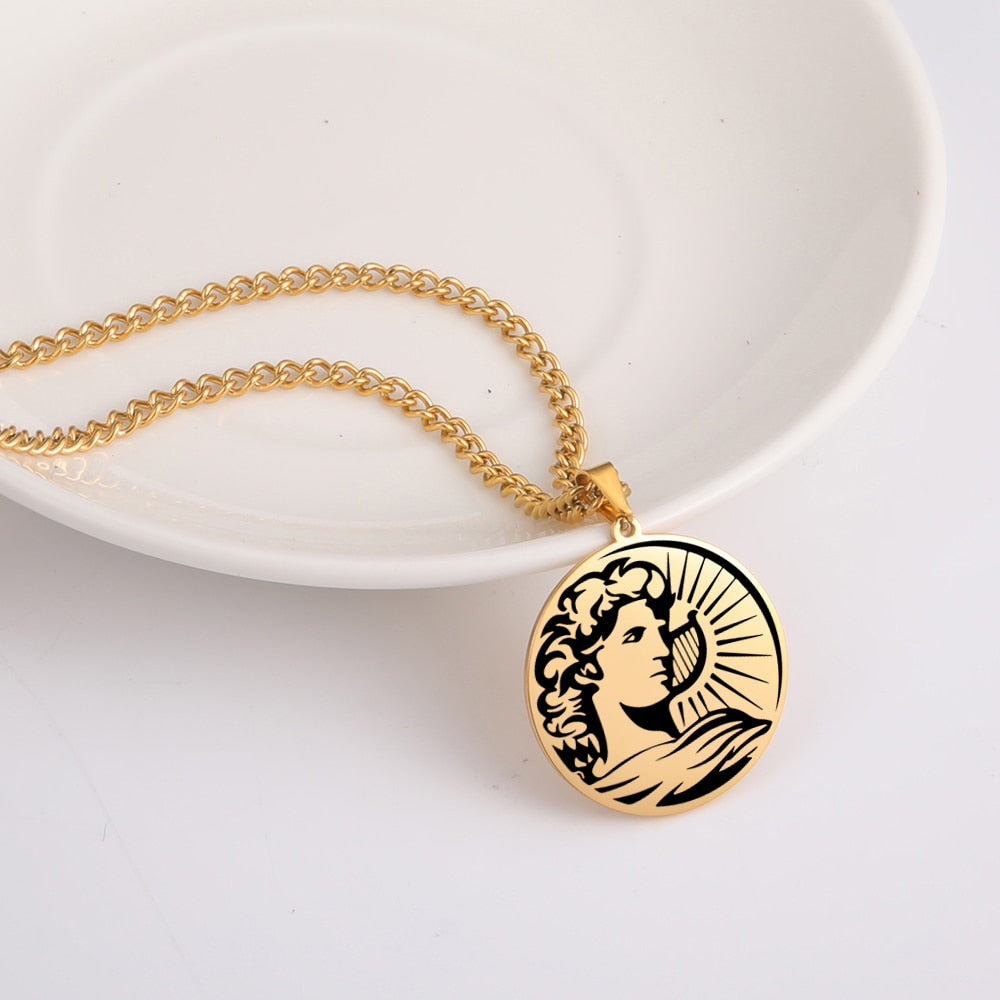 Fishhook Greek Mythology APOLLO Necklace God King Of Sun Hope Supernatural Gold Color Stainless Steel Gift For Man Woman Jewelry