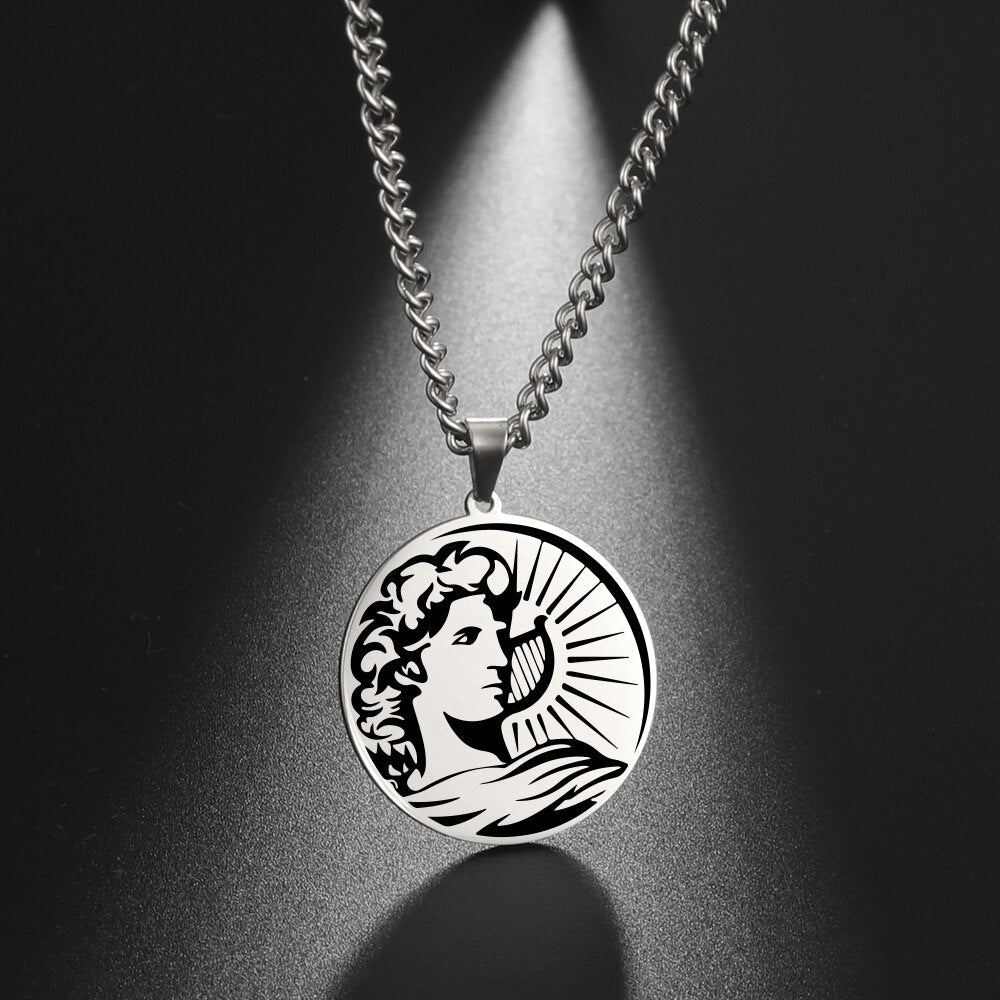 Fishhook Greek Mythology APOLLO Necklace God King Of Sun Hope Supernatural Gold Color Stainless Steel Gift For Man Woman Jewelry