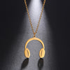 Fishhook Headset Necklace Singer Music Musical Song Hip Pop Rock Rose Gold Color Stainless Steel Gift For Woman Man Jewelry