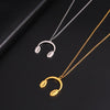 Fishhook Headset Necklace Singer Music Musical Song Hip Pop Rock Rose Gold Color Stainless Steel Gift For Woman Man Jewelry