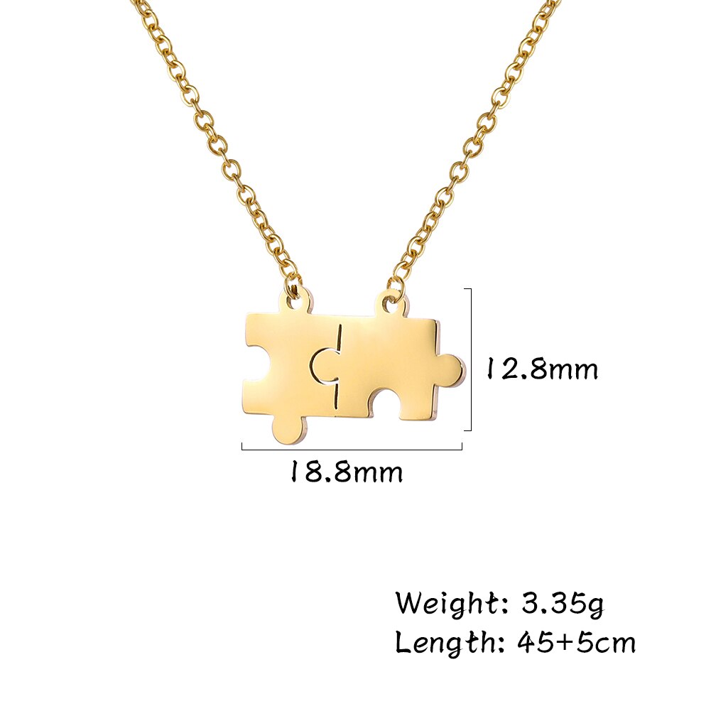 Fishhook Jigsaw Puzzle Hollow Hexagon Circle Necklace Small Gold Color Stainless Steel Women Girl Man Lover Pendant Gift Jewelry