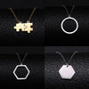 Fishhook Jigsaw Puzzle Hollow Hexagon Circle Necklace Small Gold Color Stainless Steel Women Girl Man Lover Pendant Gift Jewelry