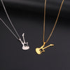Fishhook Music Guitar Musical Microphone Drum Rock Pop Singer Necklace Rose Gold Color Stainless Steel Gift For Woman Jewelry