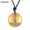 Fishhook Ogou Feray Voodoo Loa Veve Pendant Necklaces Vodoun Lwa Talisman for Victory Jewelry Hoodoo Amulet Jewelry for Men