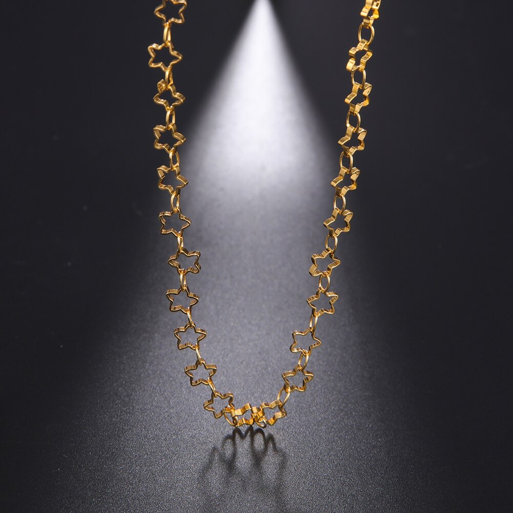 Fishhook Short Choker Necklace Heart Star Hollow Rose Gold Color Boho Bohemia Gift For Woman Girl Chain Necklaces Jewelry