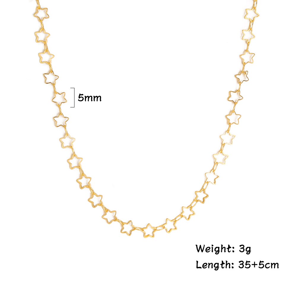 Fishhook Short Choker Necklace Heart Star Hollow Rose Gold Color Boho Bohemia Gift For Woman Girl Chain Necklaces Jewelry