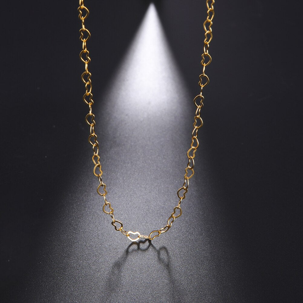 Fishhook Short Choker Necklace Heart Star Hollow Rose Gold Color Boho Bohemia Gift For Woman Girl Chain Necklaces Jewelry