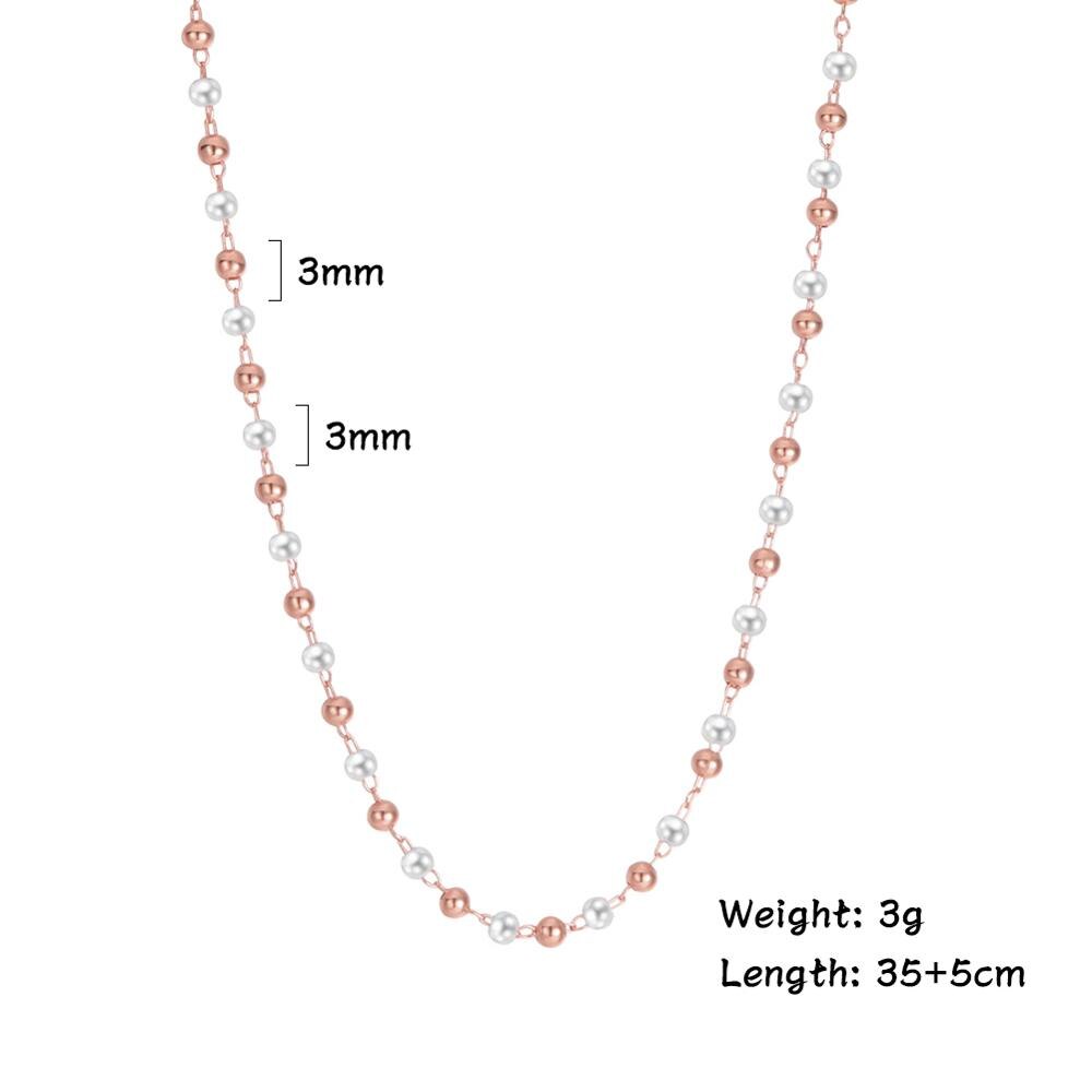 Fishhook Short Choker Necklace White Pearl Beads Rose Gold Color Boho Bohemia Gift For Woman Girl Chain Necklaces Jewelry