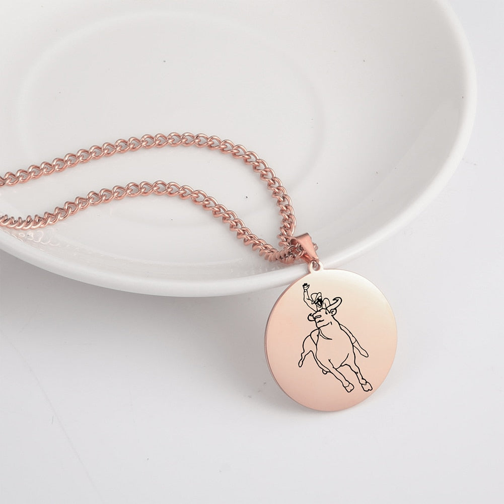 Fishhook Spanish Bullfighter Necklace Spain Supernatural Hero Bull Rose Gold Color Stainless Steel Gift For Man Woman Jewelry