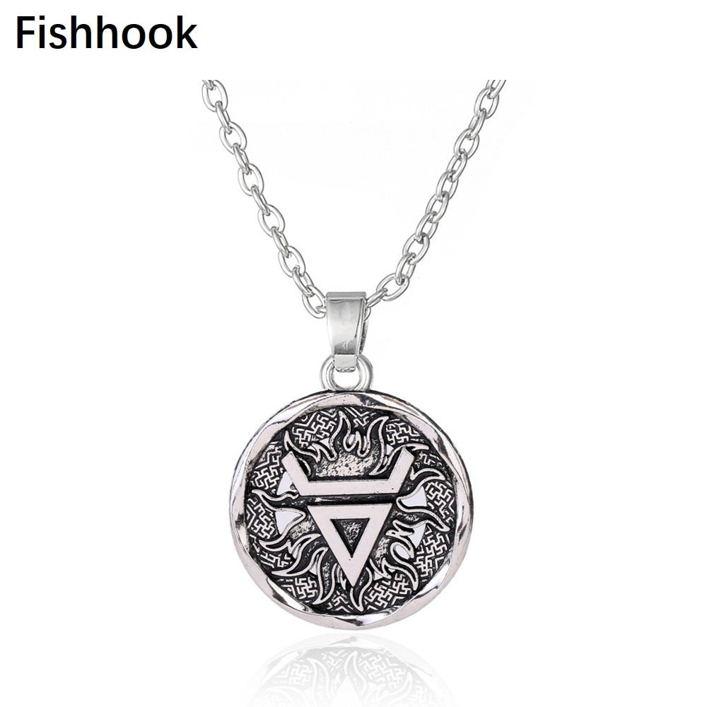 Fishhook Viking Fern Inverted Triangle Veles Golden Kolye Seal Amulets Slavic Pagan Talismans Charms Adjustable Necklaces