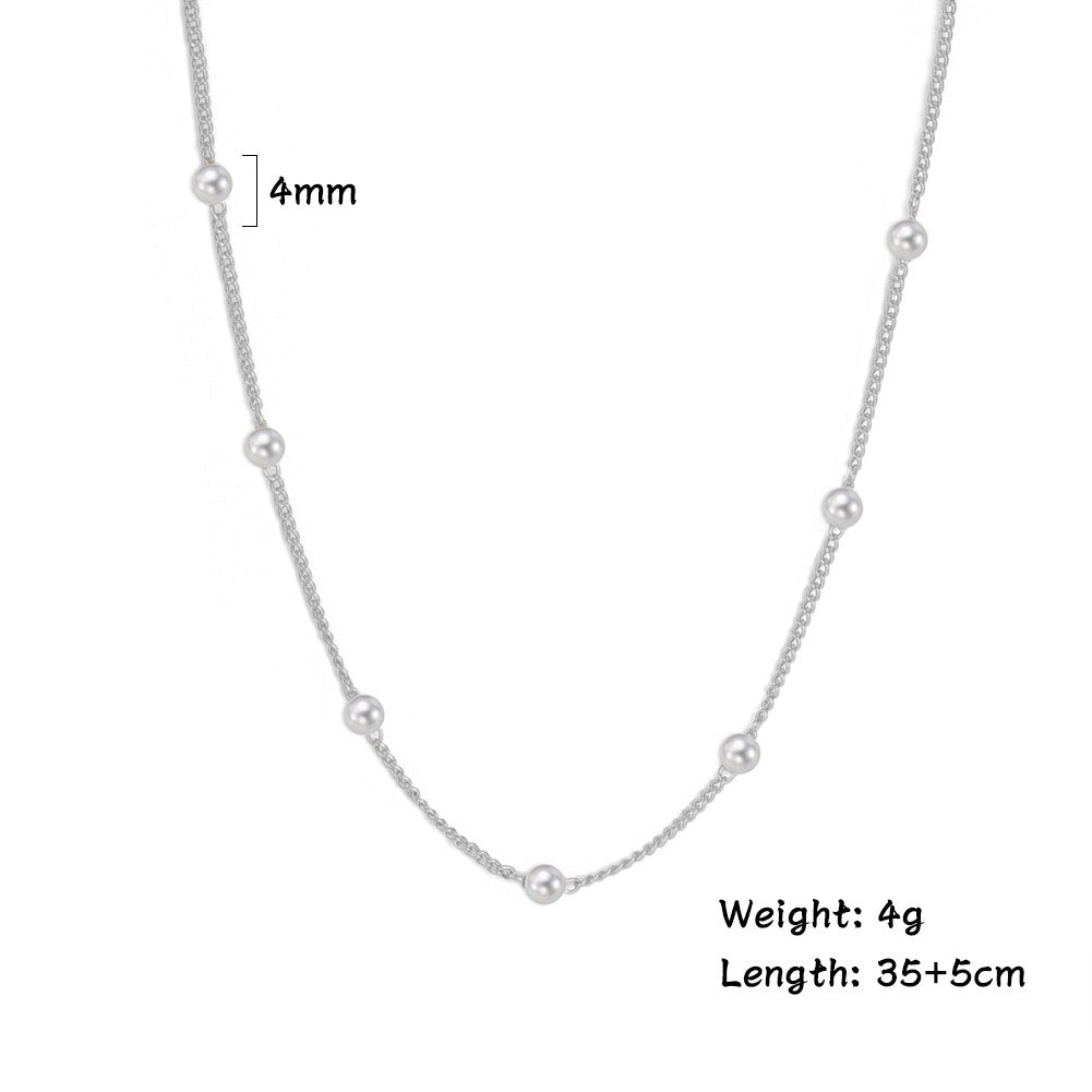 Fishhook White Pearl Beads Short Choker Necklace Rose Gold Color Boho Bohemia Gift For Woman Girl Chain Necklaces Jewelry New