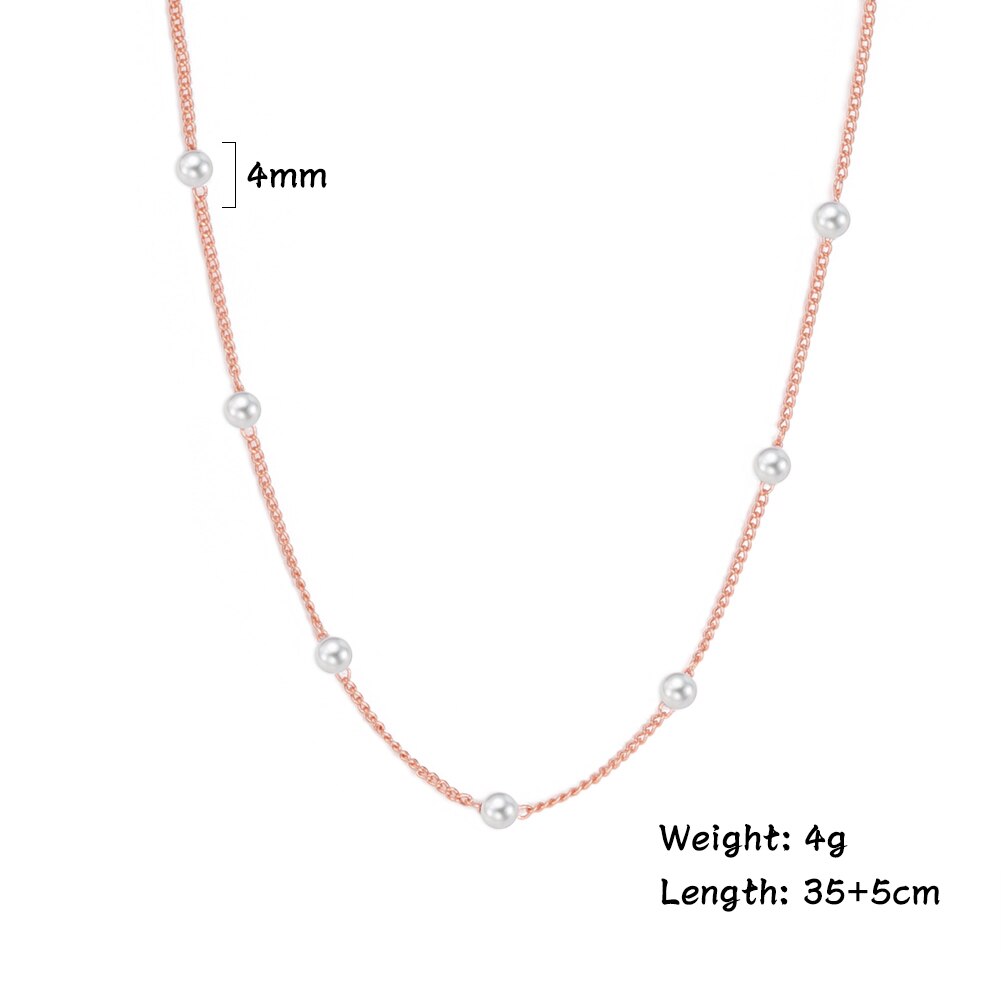 Fishhook White Pearl Beads Short Choker Necklace Rose Gold Color Boho Bohemia Gift For Woman Girl Chain Necklaces Jewelry New