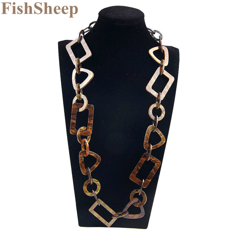 2020 Fashion Necklaces Pendants Vintage Big Chain Link Acrylic Geometric Collar Long Necklace For Women Jewelry