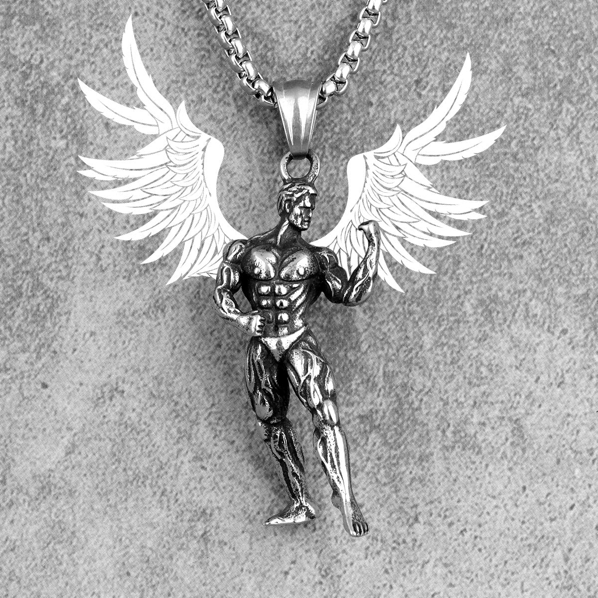 Fitness Bodybuilding Long Men Necklaces Pendants Chain Punk for Boyfriend Male Stainless Steel Jewelry Creativity Gift