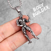 Fitness Bodybuilding Long Men Necklaces Pendants Chain Punk for Boyfriend Male Stainless Steel Jewelry Creativity Gift