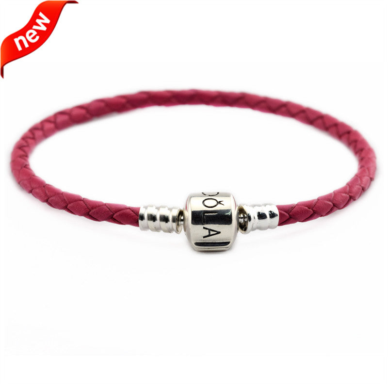 Fits European Bead Charms Rose Leather Bracelets and Necklace for Women Jewelry Making 925 Sterling Silver Jewelry Clasp