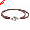 Fits European Beads Silver 925 Jewelry Brown Leather Bracelet with Starry Sky Clasp Fashion Jewelry for Women Gift CKP602