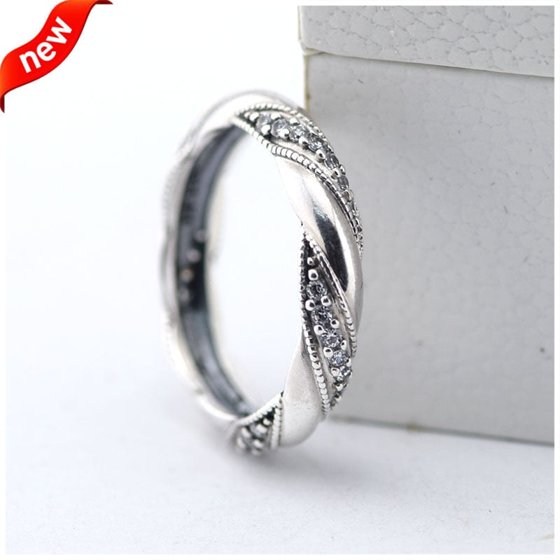 Fits European Jewelry Ribbon of Love Silver Rings New 100% 925 Sterling Silver Jewelry DIY Wholesale 09R076
