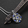 Five-Pointed Star Round Hollow Pendant Men's Necklace Blue Zircon Inlaid Accessories Accessories Party Jewelry