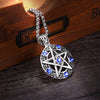 Five-Pointed Star Round Hollow Pendant Men's Necklace Blue Zircon Inlaid Accessories Accessories Party Jewelry