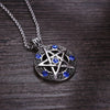 Five-Pointed Star Round Hollow Pendant Men's Necklace Blue Zircon Inlaid Accessories Accessories Party Jewelry
