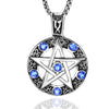 Five-Pointed Star Round Hollow Pendant Men's Necklace Blue Zircon Inlaid Accessories Accessories Party Jewelry