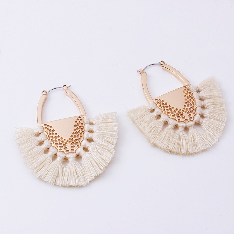 Flabella Cotton Tassel Earring Drop Earrings Bohemia S925 Pin Hyperbole Jewelry Vintage Long Women's Fashion European Style Sexy