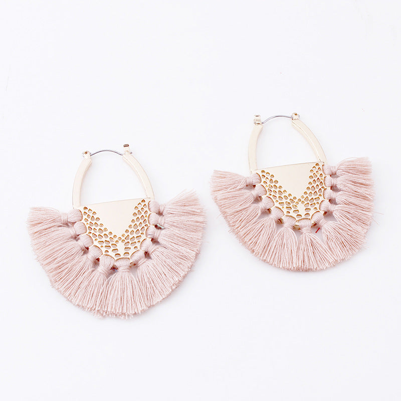 Flabella Cotton Tassel Earring Drop Earrings Bohemia S925 Pin Hyperbole Jewelry Vintage Long Women's Fashion European Style Sexy