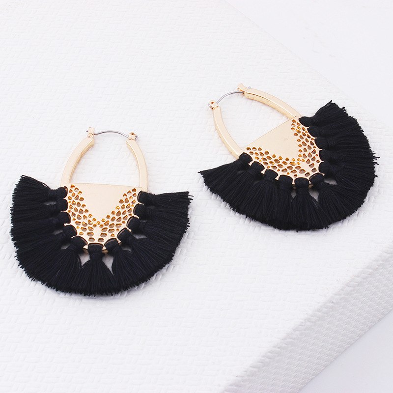Flabella Cotton Tassel Earring Drop Earrings Bohemia S925 Pin Hyperbole Jewelry Vintage Long Women's Fashion European Style Sexy