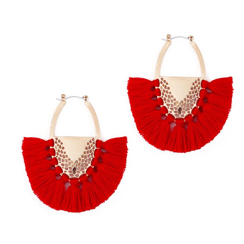 Flabella Cotton Tassel Earring Drop Earrings Bohemia S925 Pin Hyperbole Jewelry Vintage Long Women's Fashion European Style Sexy