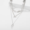 Flame Choker Necklace Silver Color Fire Pendant Multilayer Clavicle Chains Boy Girl Punk Charm Jewelry Gothic Cool Accessory