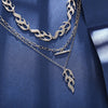 Flame Choker Necklace Silver Color Fire Pendant Multilayer Clavicle Chains Boy Girl Punk Charm Jewelry Gothic Cool Accessory