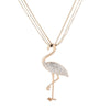 Flamingo CZ Zircon Pendant Woman Necklace Rose Gold Color 3 Layer Long Sweater Chain Necklaces Simple Jewelry Woman Accessories