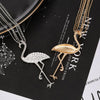 Flamingo CZ Zircon Pendant Woman Necklace Rose Gold Color 3 Layer Long Sweater Chain Necklaces Simple Jewelry Woman Accessories