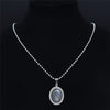 Flash Stone Stainless Steel Necklaces Charm Women/Men Silver Color Oval Long Necklaces Chain Jewelry collar mujer N4519S05