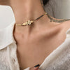 Flashbuy Belt Buckle Stainless Steel Snake Chain Choker Necklace Women Flat Blade Chain Necklace Minimalist Jewelry