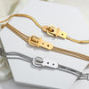 Flashbuy Belt Buckle Stainless Steel Snake Chain Choker Necklace Women Flat Blade Chain Necklace Minimalist Jewelry