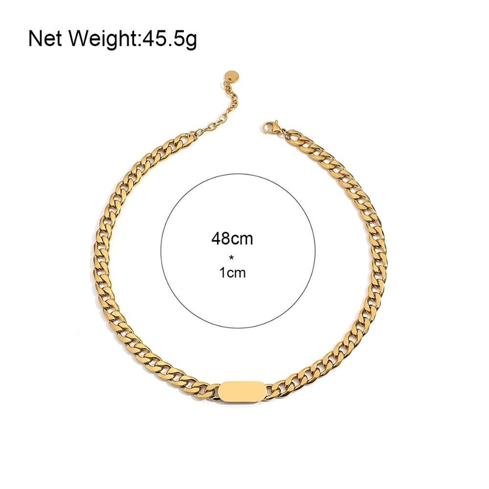 Flashbuy Trendy Gold Color Thick Chain Necklace for Women Stainless Steel Chunky Chain Choker Necklace Minimalist Couple Jewelry