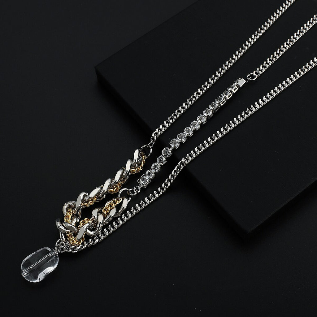 Flashbuy diseño Punk oro y cadena de Color de plata gargantilla collar de las mujeres de los hombres de acrílico transparente colgante collares Hip Hop joyas