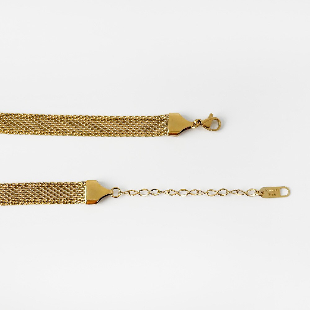 Flat mesh choker necklace with colored zirconia stone stainless steel necklace 2021 minimalism dainty jewelry summery jewelry