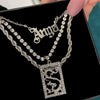 Flatfoosie  Multilayer Long Chains Necklace For Women Men Crystal Dragon Butterfly Pistol Letter Pendant Necklace Jewelry