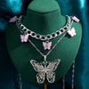 Flatfoosie  Multilayer Long Chains Necklace For Women Men Crystal Dragon Butterfly Pistol Letter Pendant Necklace Jewelry