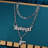 Flatfoosie Punk Hip Hop Silver Color Pistol Pendant Necklace Women Multilayer Babygirl Letter Clavicle Chain Necklace Jewelry