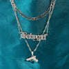 Flatfoosie Punk Hip Hop Silver Color Pistol Pendant Necklace Women Multilayer Babygirl Letter Clavicle Chain Necklace Jewelry