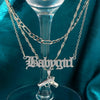 Flatfoosie Punk Hip Hop Silver Color Pistol Pendant Necklace Women Multilayer Babygirl Letter Clavicle Chain Necklace Jewelry