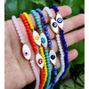 Flatfoosie Trendy  Evil Eye Beads Choker Necklace For Women Boho Handmade Colorful Beaded Necklace Collar Vintage Jewelry