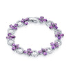 Floral Glamour Fine 14ct Natural Purple Amethyst Sterling Silver Orchid Bracelet