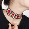 Floral Statement Choker Necklace Silver Color Chains Rose Flower Leaf Tattoo Chokers Necklaces Accessories Jewelry For Women