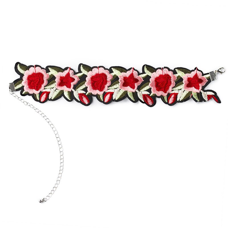 Floral Statement Choker Necklace Silver Color Chains Rose Flower Leaf Tattoo Chokers Necklaces Accessories Jewelry For Women