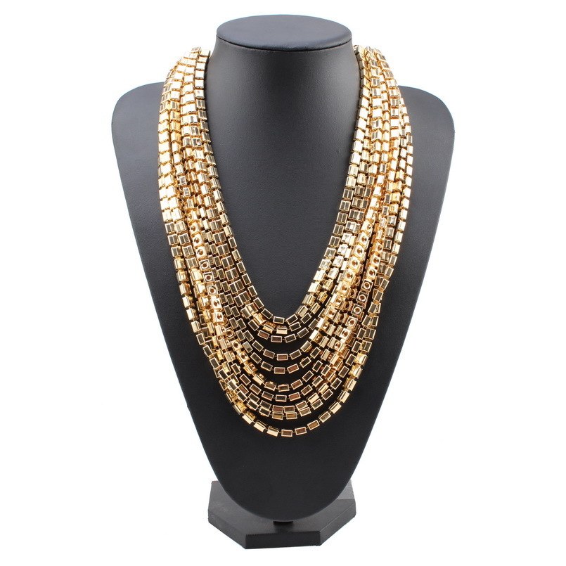 Chunky Metal Alloy Chain Pendant Statement Necklace for Women New 2020 Bib Multi Layers Maxi Necklace Jewelry Wholesale